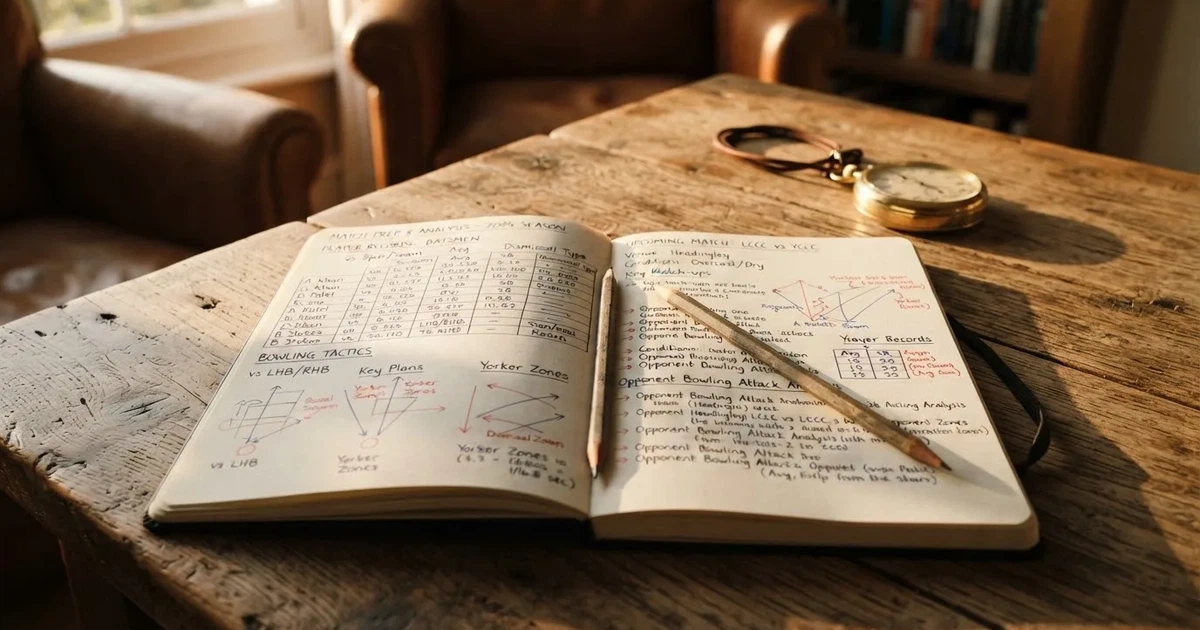 An open notebook with a pencil and a stopwatch on a wooden table